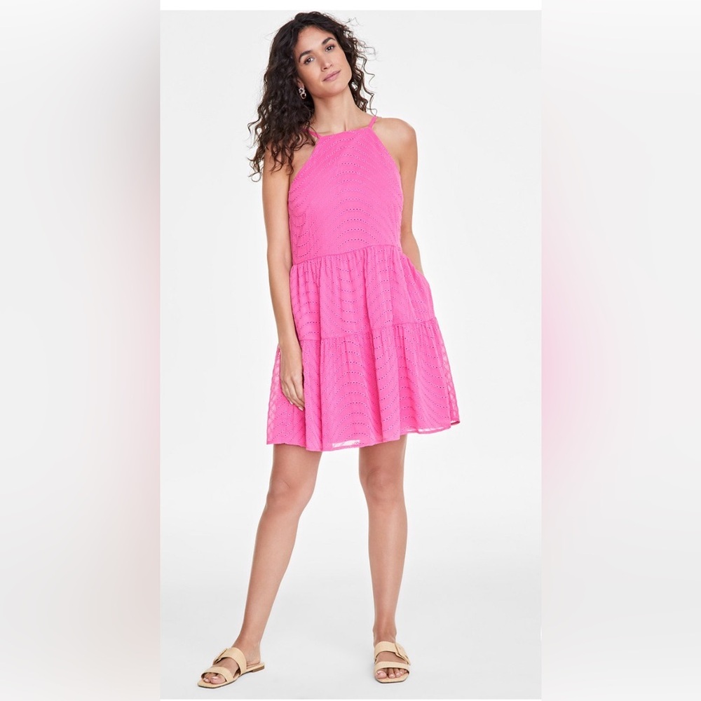 ON 34TH Pink Eyelet Lace Spaghetti Strap Dress